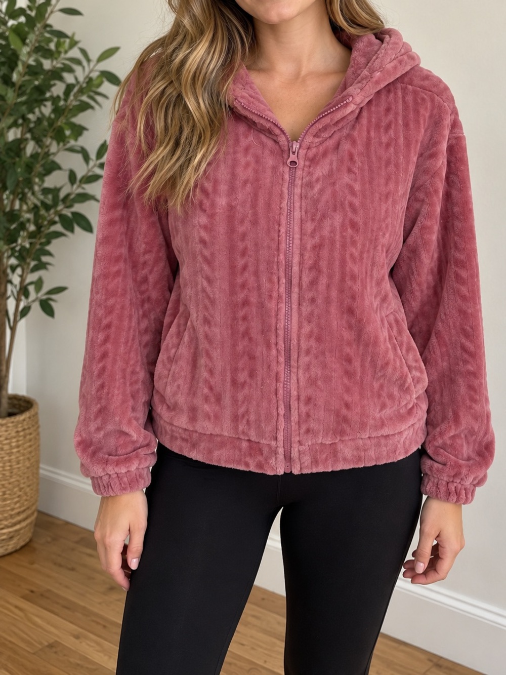 Fuzzy Jacket in Dusty Rose